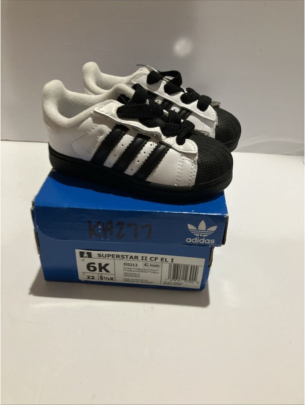 adidas Superstar II CF EL I 6K Kids White/Black Toddler Sneaker Shoe JI0212 NEW
